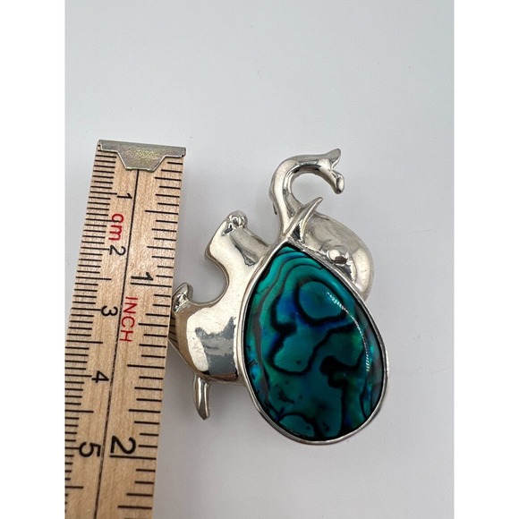 Silver Tone Elephant Brooch Pin Vintage 90s Cute Blue Adorable Estate - Picture 4 of 5